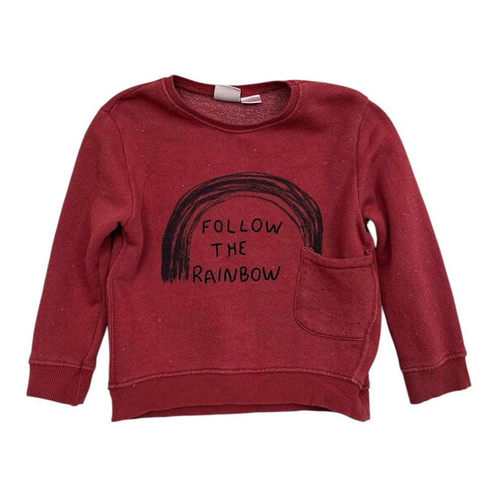 Zara Baby Red Crewneck Sweater - size 18/24 months - Follow the Rainbow - Picture 1 of 4